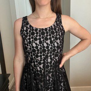 Disney Minnie Rocks the Dots Black Lace Dress with Cream base